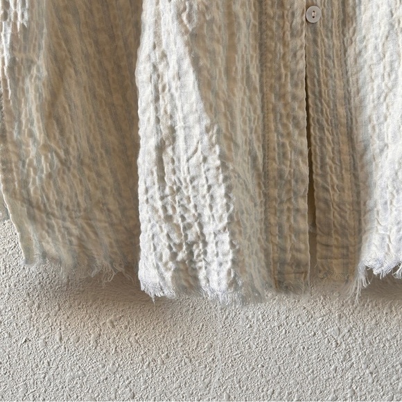 MIOU MUSE Button Up Shirt Women’s Small Striped Gauzy Lagenlook Minimalist Boho - Picture 3 of 11